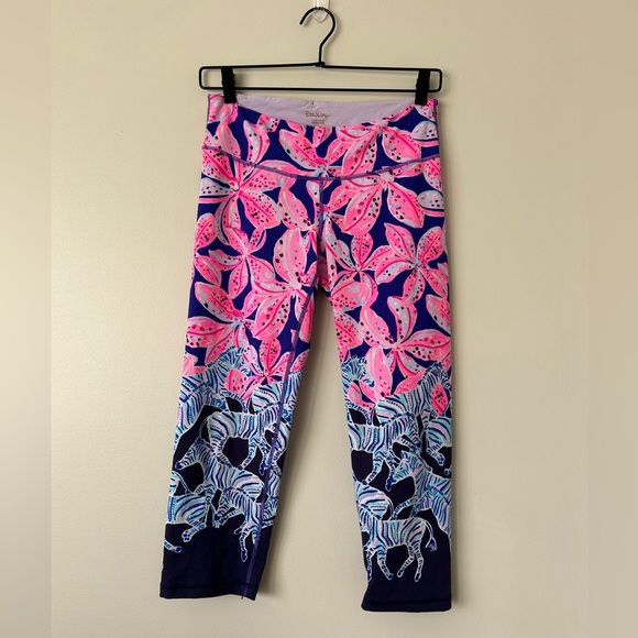LILLY PULITZER Luxletic Jolena Weekender Leggings Royal Purple Wild Child - Picture 2 of 7